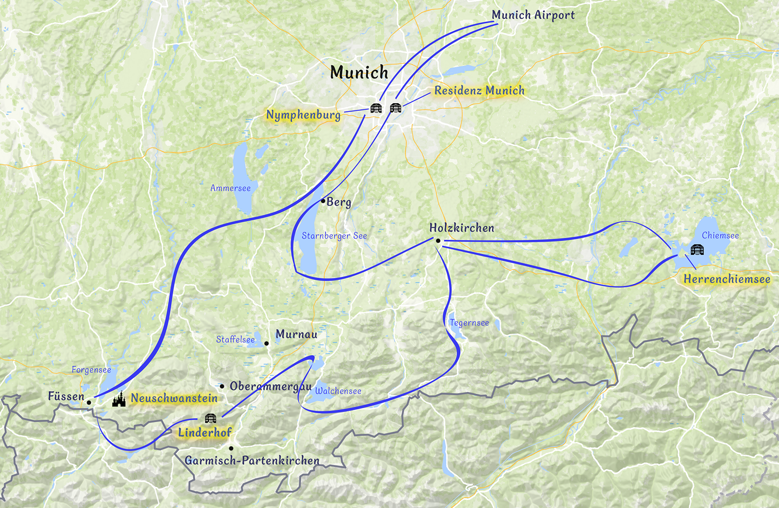 The Ultimate King Ludwig Tour Map