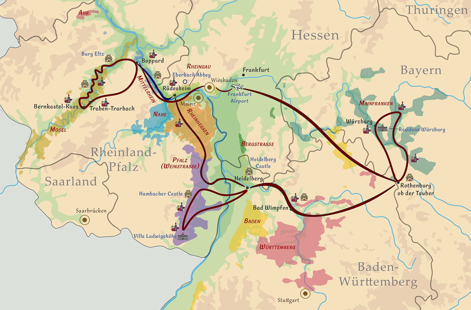 Castles & Wine: Germany Map