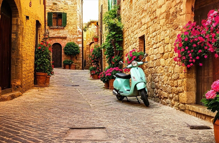 Old Italian Street With Vespa